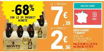 E.Leclerc BIÈRE BLONDE "3 MONTS" offre