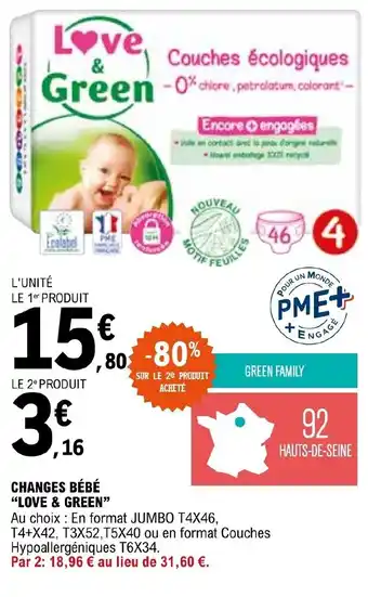 E.Leclerc CHANGES BÉBÉ "LOVE & GREEN" offre
