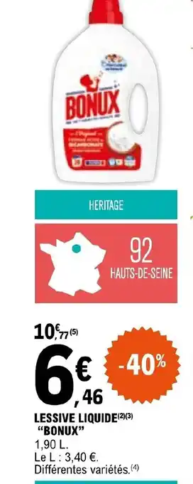 E.Leclerc LESSIVE LIQUIDE (2)(3) "BONUX" offre