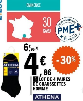 E.Leclerc LOT DE 4 PAIRES DE CHAUSSETTES HOMME offre