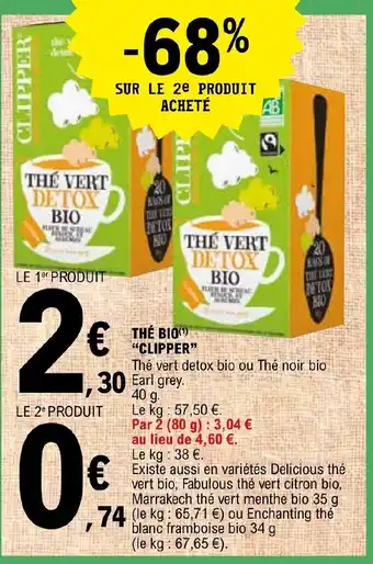 E.Leclerc THÉ BIO(¹) "CLIPPER" offre
