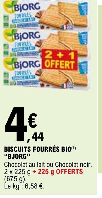 E.Leclerc BISCUITS FOURRÉS BIO(¹) "BJORG" offre