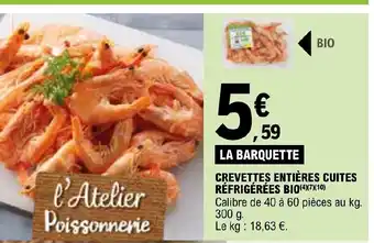 E.Leclerc CREVETTES ENTIÈRES CUITES RÉFRIGÉRÉES BIO (4)(7)(10) offre
