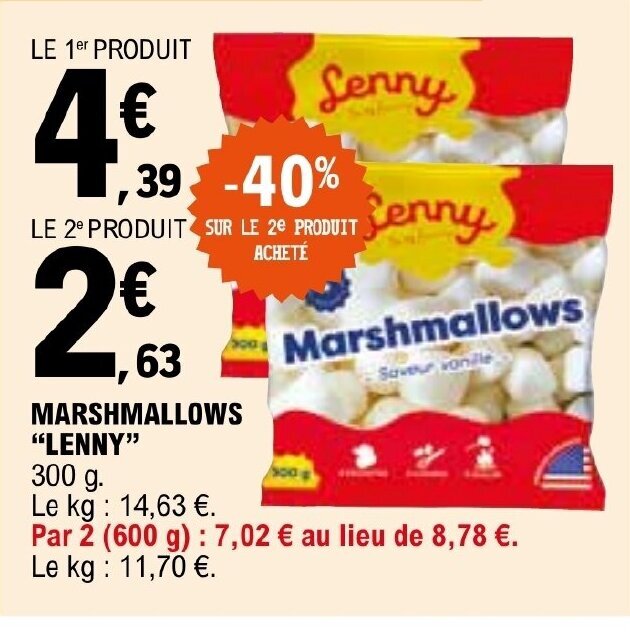 Promo MARSHMALLOWS "LENNY" chez E.Leclerc