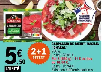 E.Leclerc CARPACCIO DE BOEUF(¹) BASILIC "CHARAL" offre
