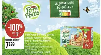 Casino Supermarchés Pom'Potes Bio Sans Sucres offre