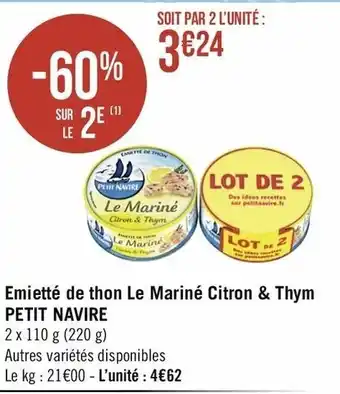 Casino Supermarchés Emietté De Thon Le Mariné Citron & Thym offre