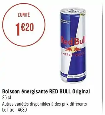 Casino Supermarchés Boisson Énergisante Red Bull Original offre
