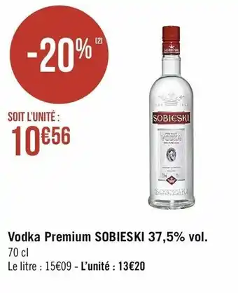Casino Supermarchés Vodka Premium Sobieski 37,5% Vol. offre