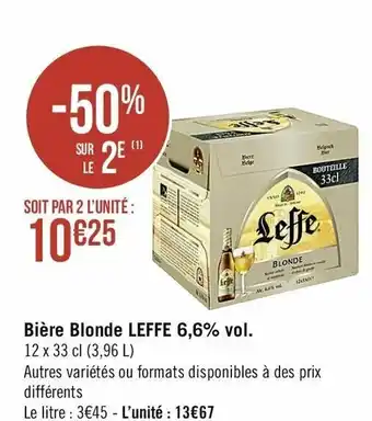 Casino Supermarchés Bière Blonde Leffe 6,6% Vol. offre