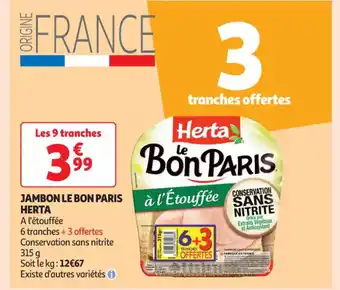 Auchan JAMBON LE BON PARIS HERTA offre