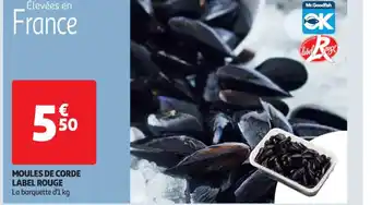 Auchan MOULES DE CORDE LABEL ROUGE La barquette d'1 kg offre