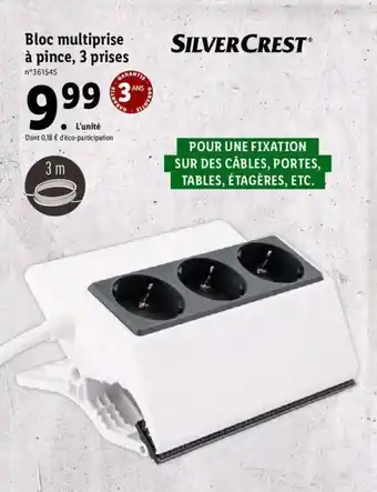 Lidl Bloc Multiprise à pince 3 prises offre