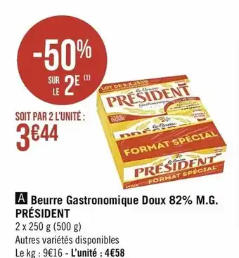 Casino Supermarchés Beurre Gastronomique Doux 82% M.G. offre