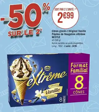 Casino Supermarchés Cônes Glacés L'Original Vanille offre