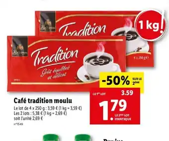 Lidl Café tradition moulu offre