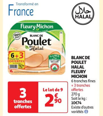 Auchan BLANC DE POULET HALAL FLEURY MICHON offre