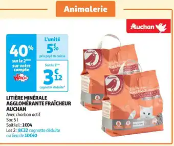 Auchan LITIÈRE MINÉRALE AGGLOMÉRANTE FRAÎCHEUR AUCHAN offre