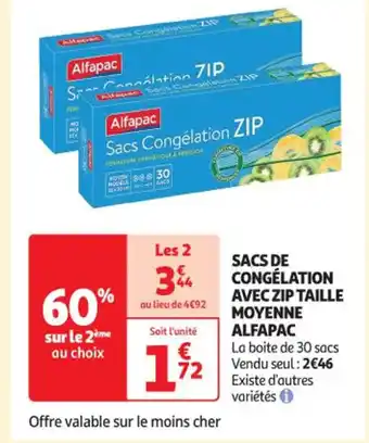 Auchan SACS DE CONGÉLATION AVEC ZIP TAILLE MOYENNE ALFAPAC offre