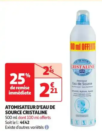 Auchan ATOMISATEUR D'EAU DE SOURCE CRISTALINE offre