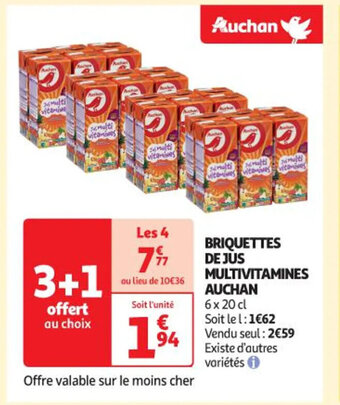 Auchan BRIQUETTES DE JUS MULTIVITAMINES AUCHAN offre