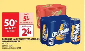 Auchan ORANGINA JAUNE SCHWEPPES AGRUMES OU OASIS TROPICAL offre