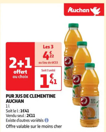 Auchan PUR JUS DE CLEMENTINE AUCHAN offre