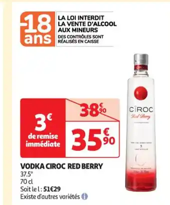 Auchan VODKA CIROC RED BERRY offre