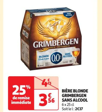 Auchan BIÈRE BLONDE GRIMBERGEN SANS ALCOOL offre