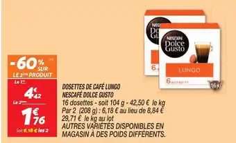 Netto DOSETTES DE CAFÉ LUNGO NESCAFÉ DOLCE GUSTO offre