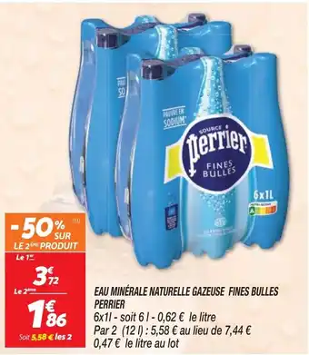 Netto EAU MINÉRALE NATURELLE GAZEUSE FINES BULLES PERRIER offre
