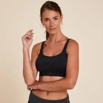 Decathlon Brassiere yoga doux sans coutures rose pale offre