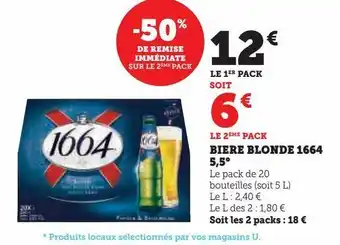 Super U Bière blonde 1664 5.5° offre
