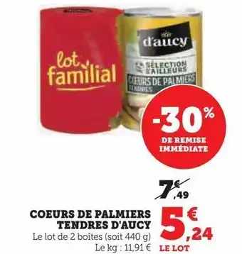 Super U Coeurs de palmier d'aucy offre