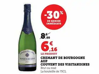 Super U Cremant de bourgogne aop couvent des visitandines offre