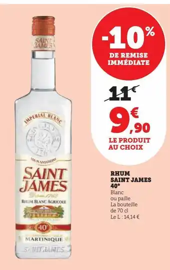 Super U Rhum saint james 40° offre