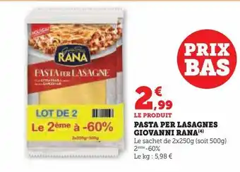 Super U Pasta per lasagnes giovanni rana offre