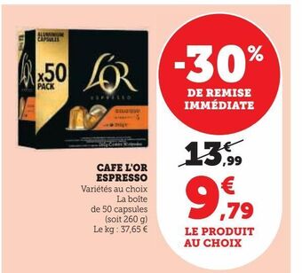 Super U Café l'or espresso offre