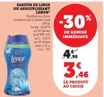 Super U Parfum de linge ou assouplissant lenor offre