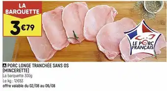 Porc longe tranchée sans os (mincerette)