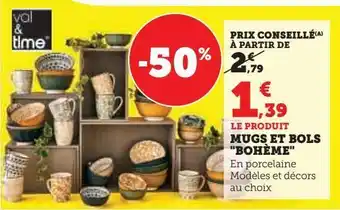 Hyper U Mugs et bols bohème offre