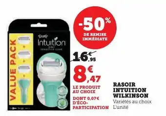Hyper U Rasoir intuition wilkinson offre