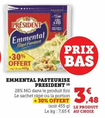 Hyper U Emmental pasteurise president offre