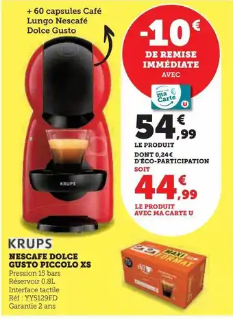 Hyper U Nescafe dolce gusto piccolo xs offre