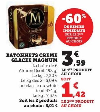 Hyper U Batonnets creme glacee magnum offre