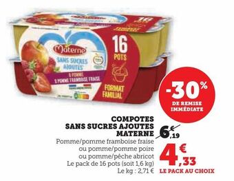 U Express Compotes sans sucres ajoutes materne offre
