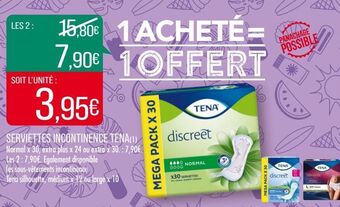Match Serviettes incontinence tena offre