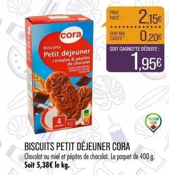 Match Biscuits petit déjeuner cora offre