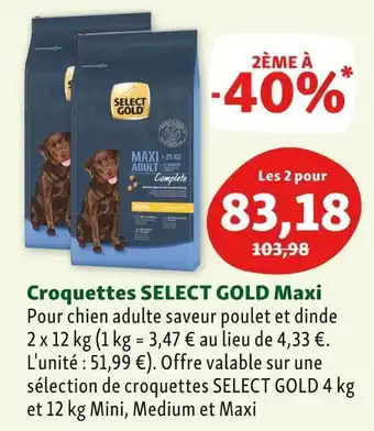 Maxi Zoo Select gold croquettes maxi offre