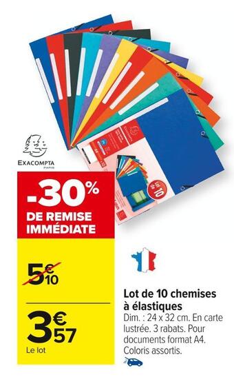 Carrefour Market Lot de 10 chemises à élastiques offre